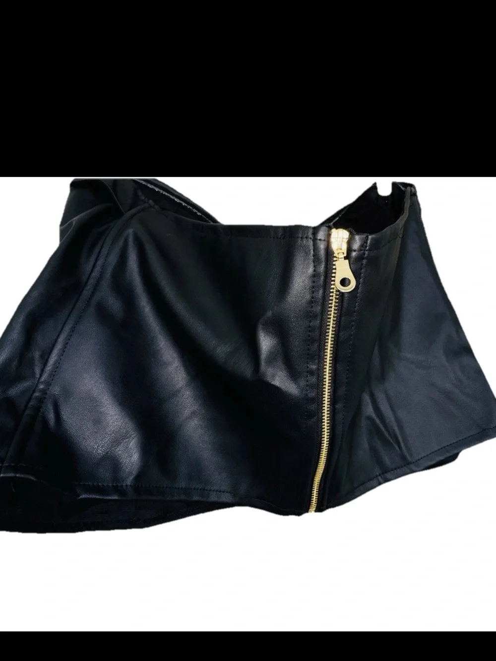 Ashley Stewart Curvy Girl Faux Leather Bustier CropTop Black Gold Hardware 4X - Picture 9 of 15